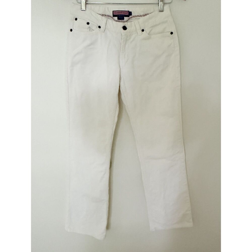 Vineyard Vines Cream Corduroy Straight Leg Soft Texture Neutral Casual Pants 2
